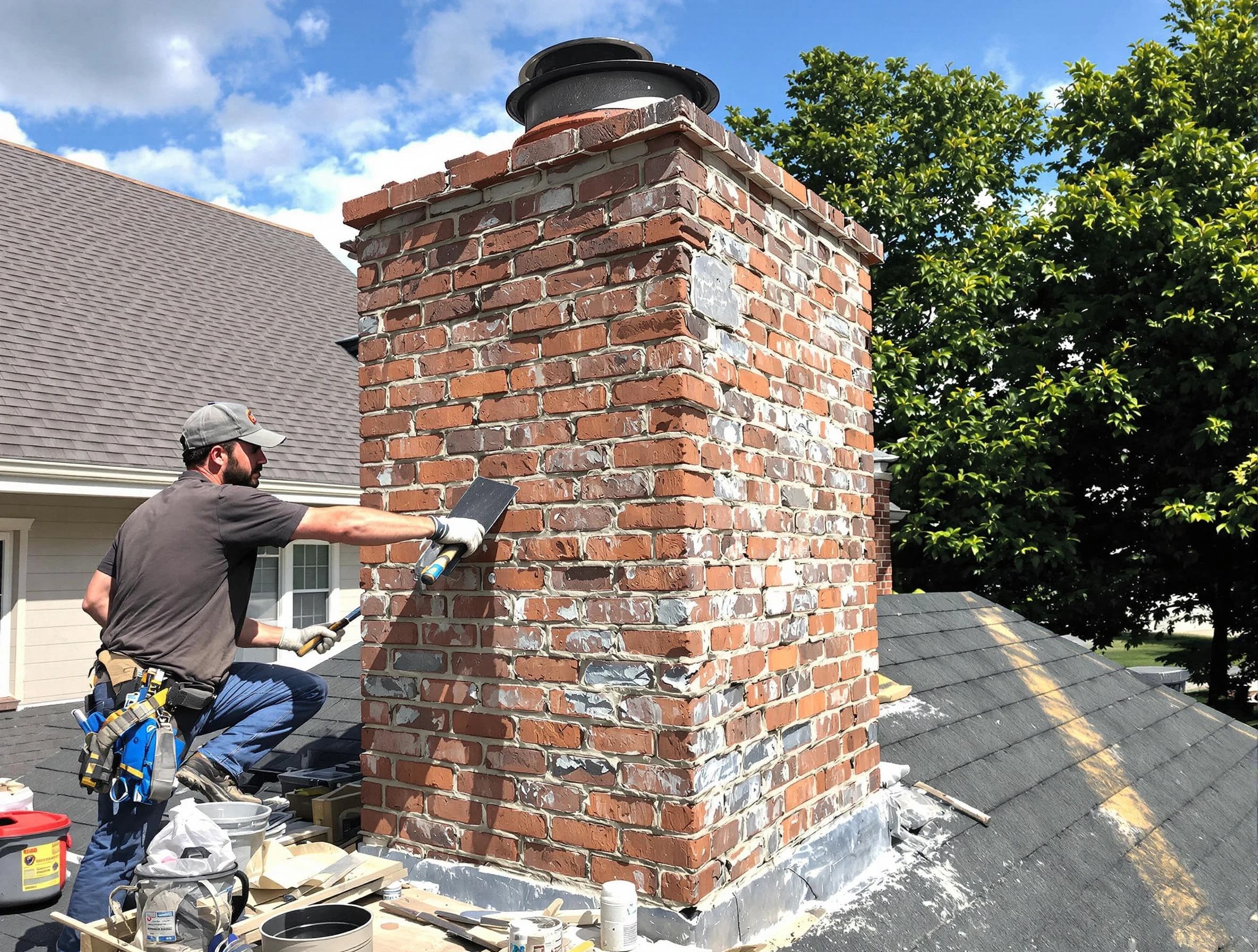 Completed chimney rebuild by Nichols Hills Chimney Sweep in Nichols Hills, OK
