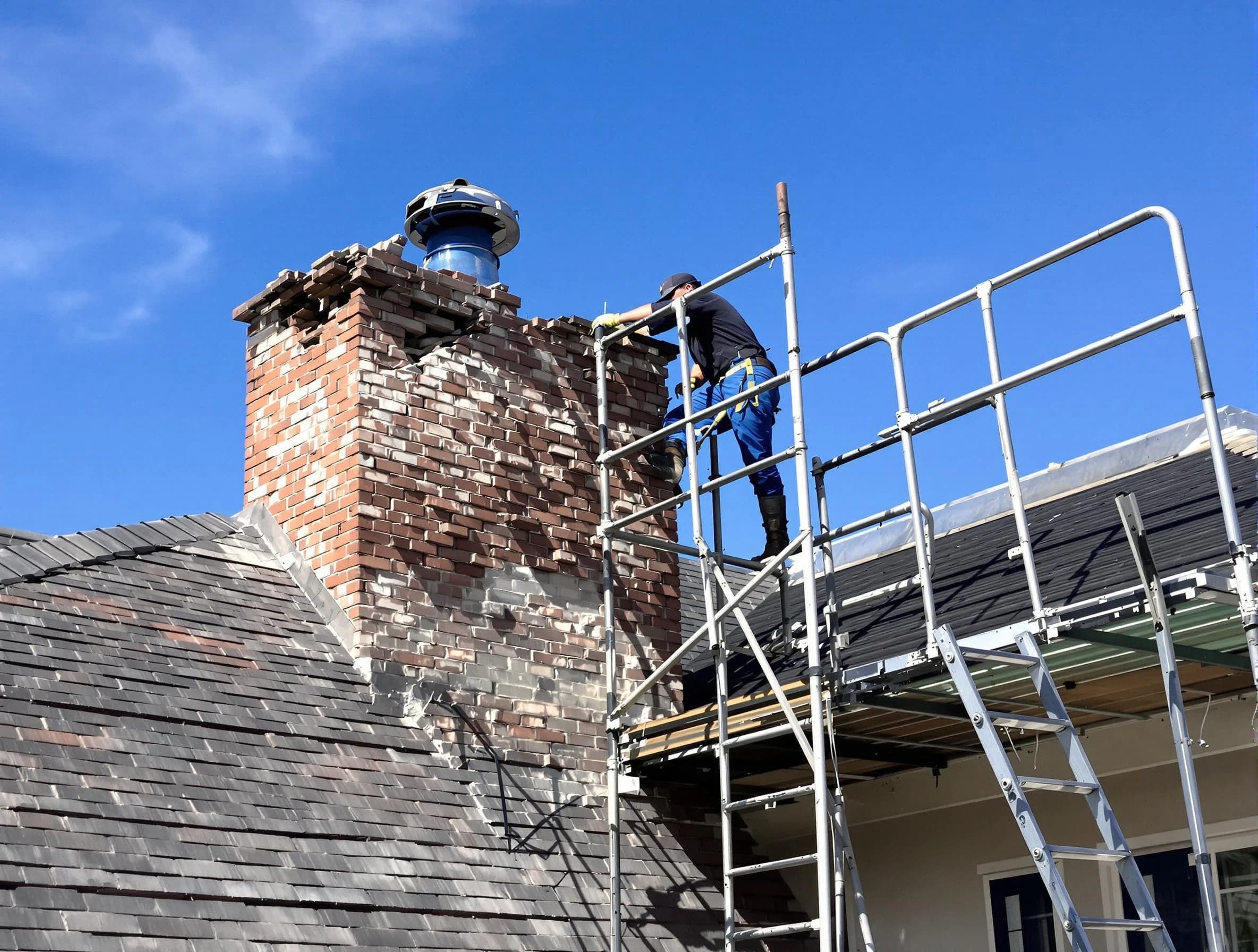 Rebuilding a chimney structure by Nichols Hills Chimney Sweep in Nichols Hills, OK
