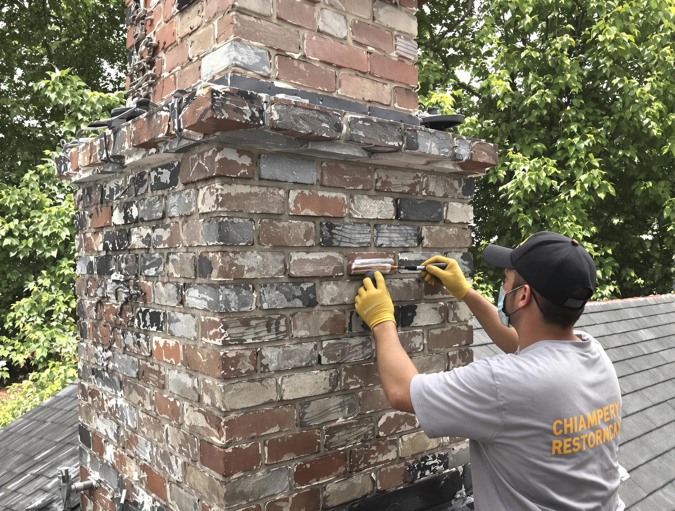 In-progress chimney restoration by Nichols Hills Chimney Sweep in Nichols Hills, OK
