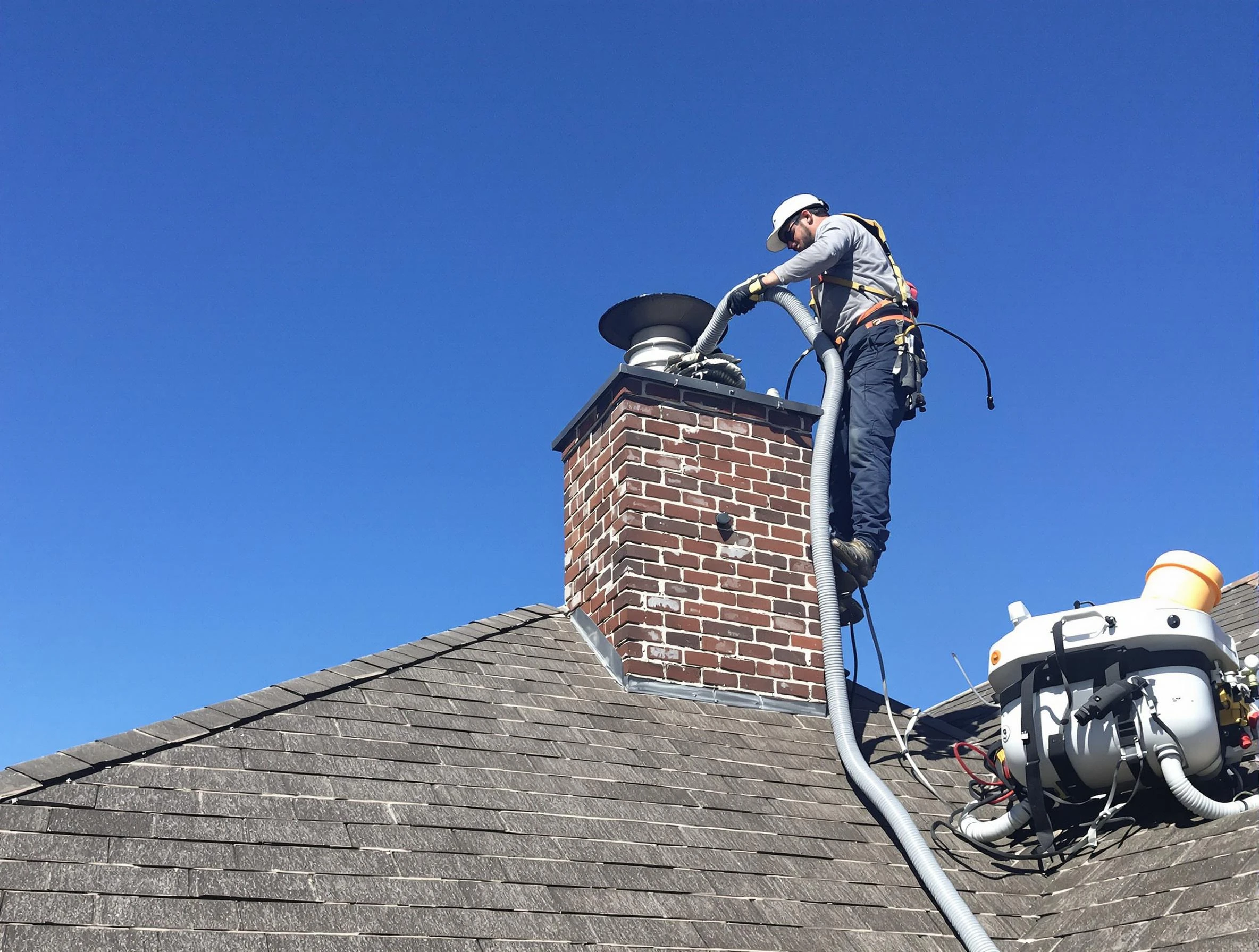 Dedicated Nichols Hills Chimney Sweep team member cleaning a chimney in Nichols Hills, OK