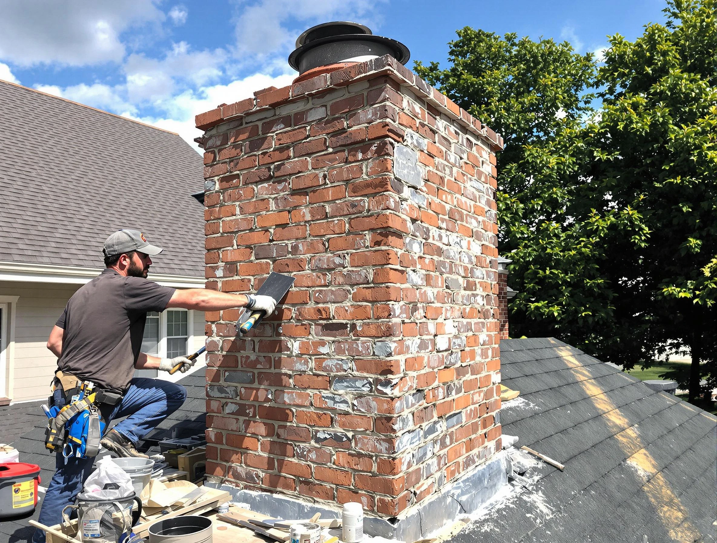 Completed chimney rebuild by Nichols Hills Chimney Sweep in Nichols Hills, OK