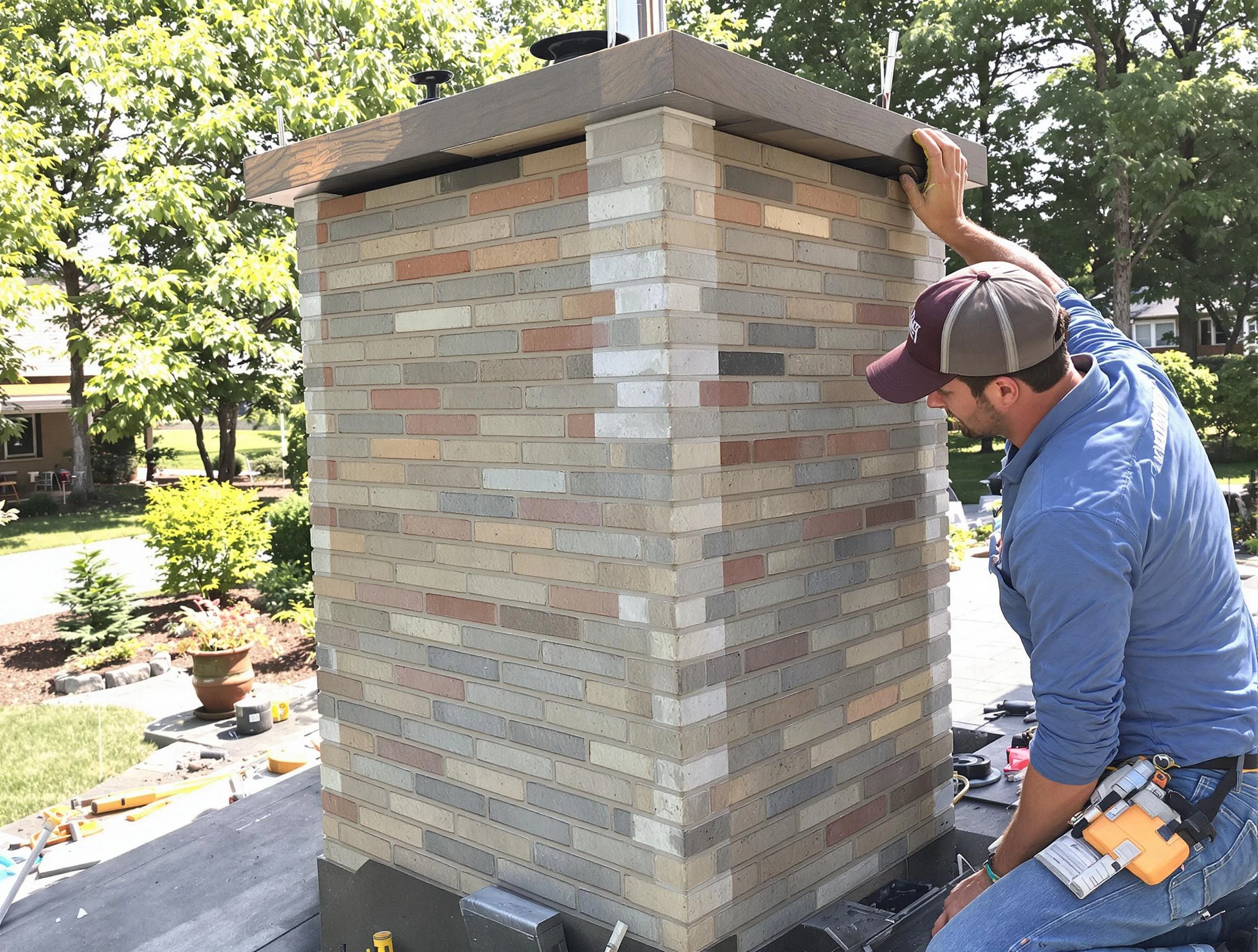 Nichols Hills Chimney Sweep completing a modern chimney remodel in Nichols Hills, OK
